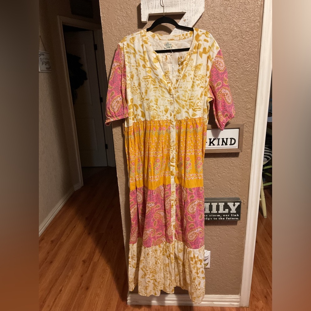 Oh My Stars Layerz Clothing Chandler Dress Yellow Floral Maxi Size 2Xl NWT